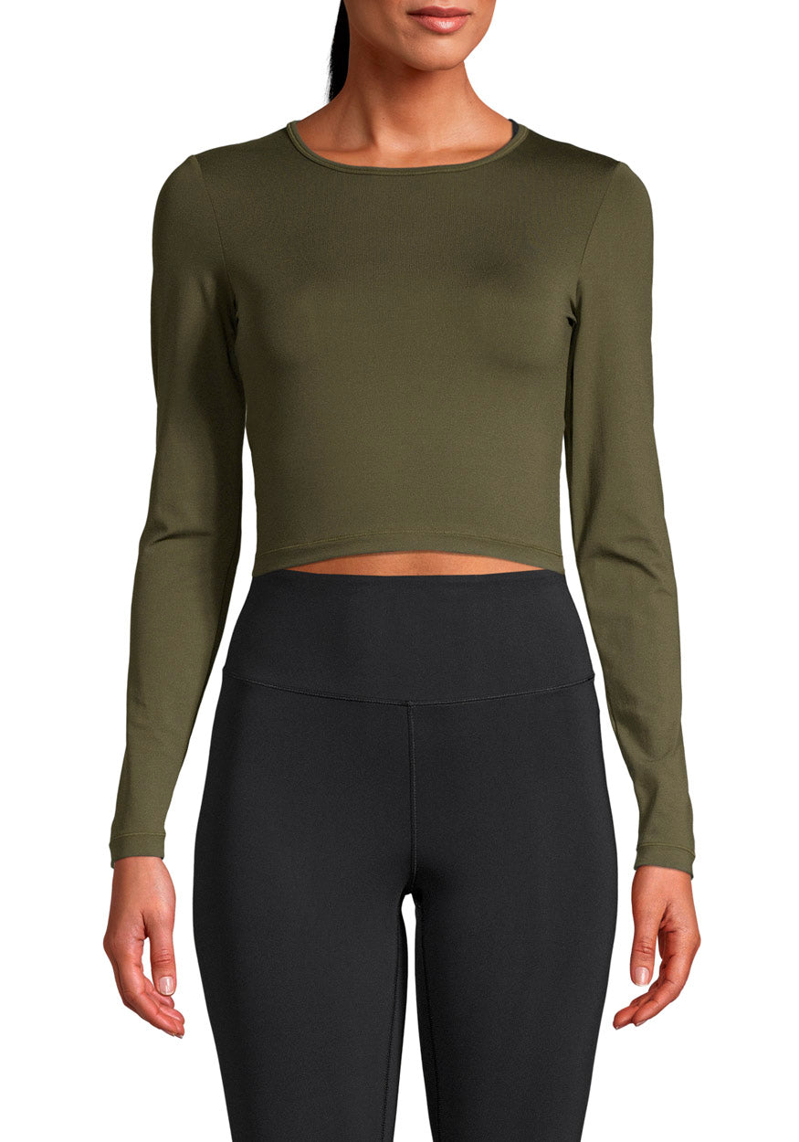 Crop langærmet T-shirt