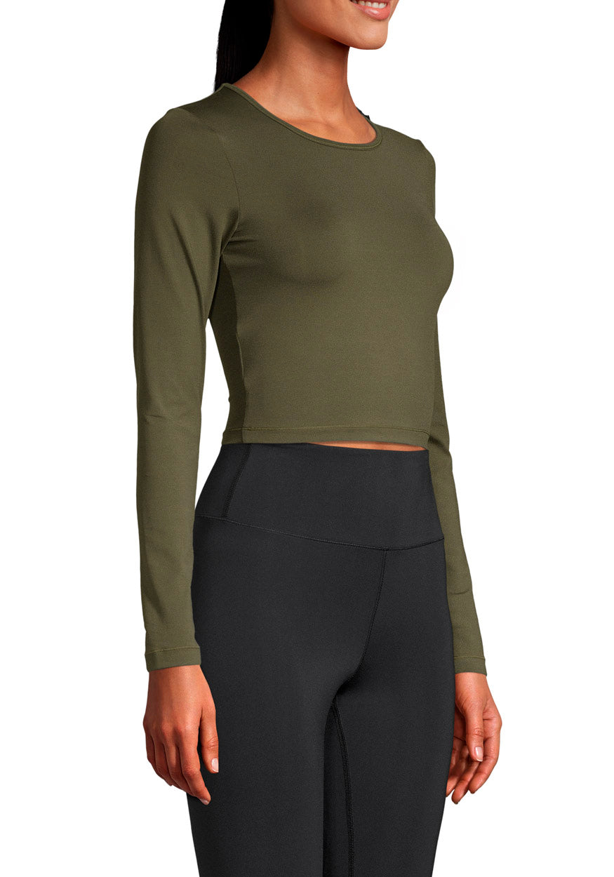 Crop langærmet T-shirt